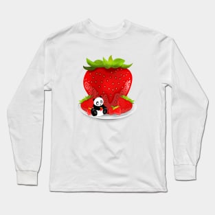 Panda & Strawberries Long Sleeve T-Shirt